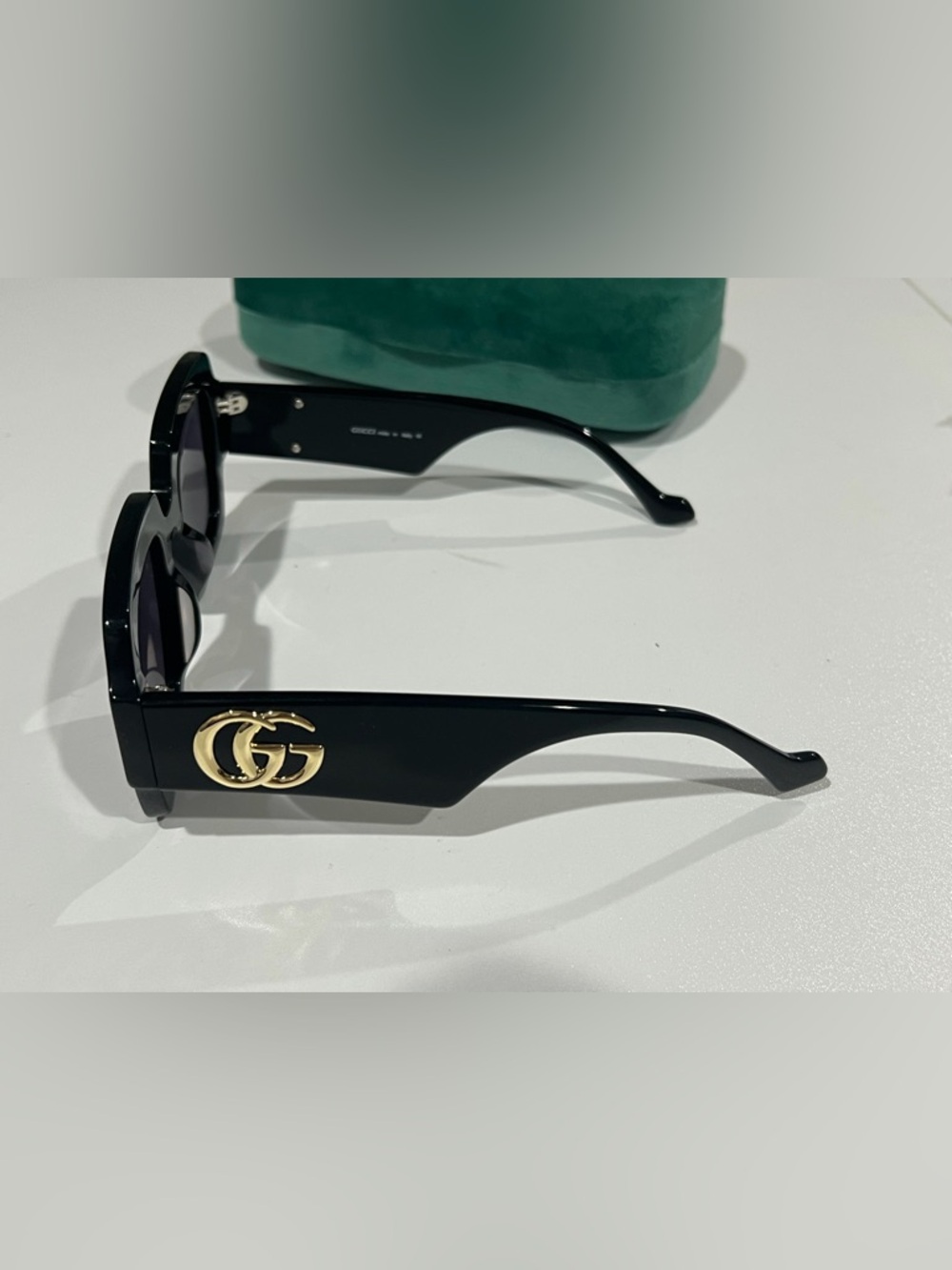 Gucci Sunglasses Black Gold Grey Square Woman’s GG Shades - Picture 2 of 7